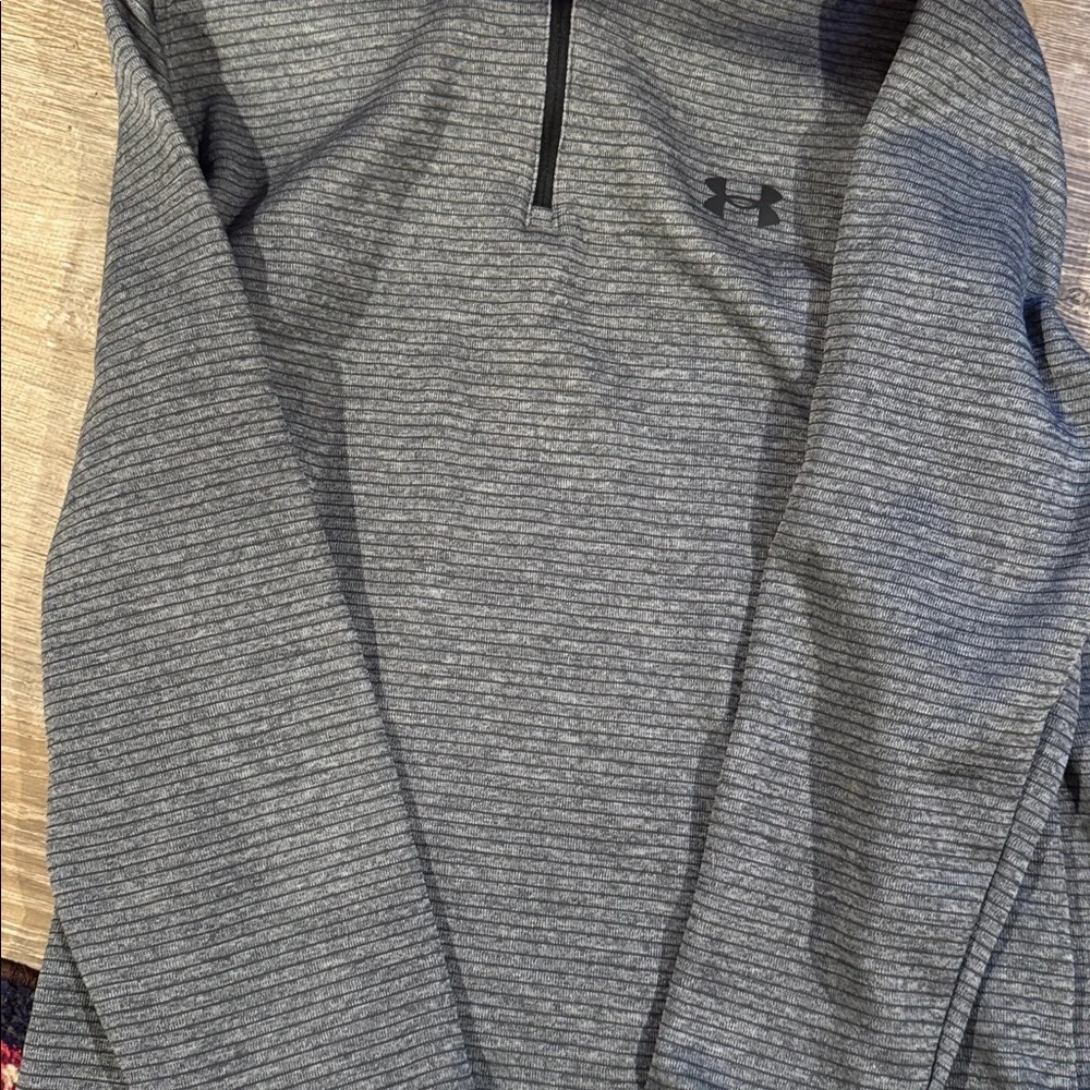 Under Armour Striped Gray Half-Zip Top - Picture 2 of 5